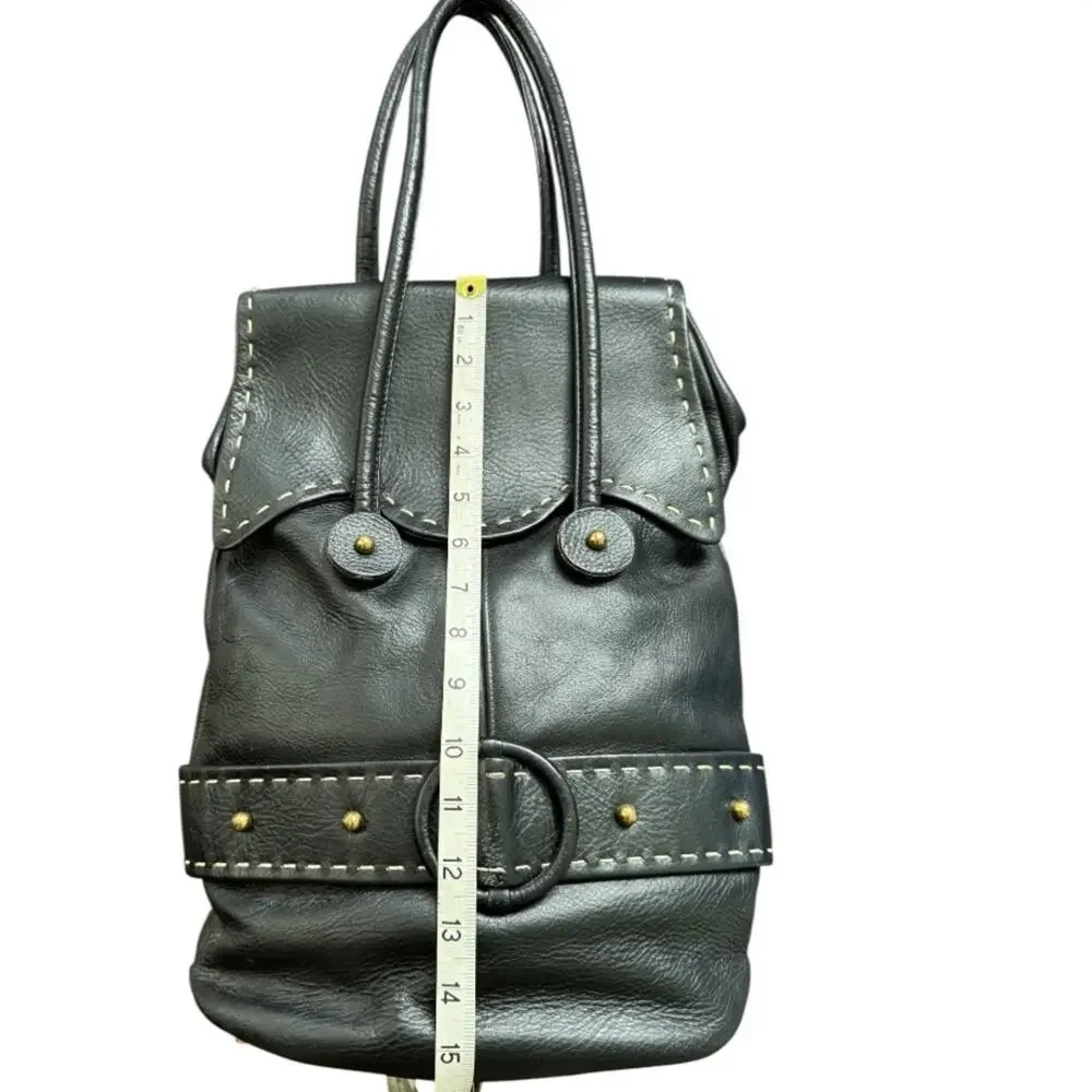 Elegant Black Bucket Faux Leather Tote Bag